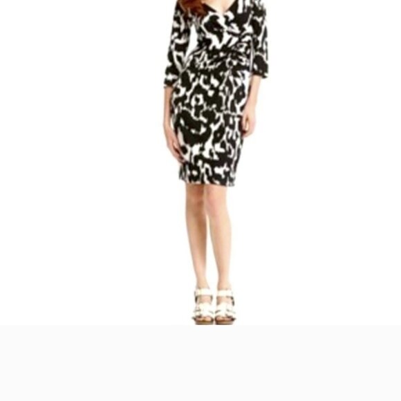 DVF Diane Von Furstenberg 100% Silk Jersey Knit Capela Faux Wrap Midi Dress Sz 6 - Picture 2 of 9